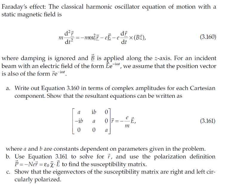 Solved Faraday's effect The classical harmonic oscillator