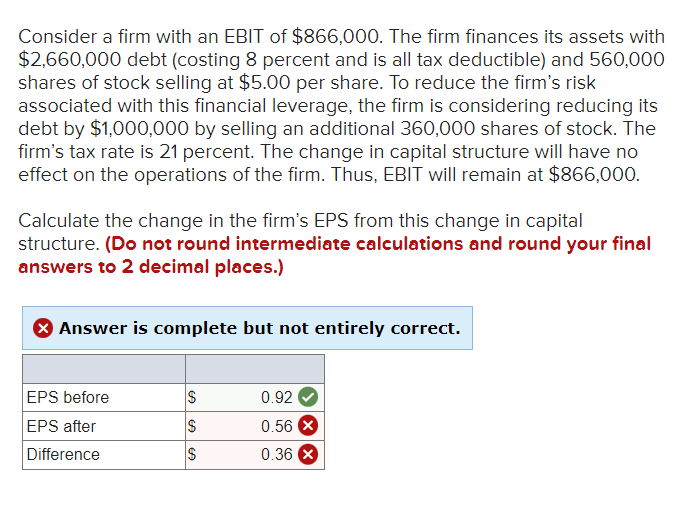 Solved Consider a firm with an EBIT of $866,000. The firm | Chegg.com