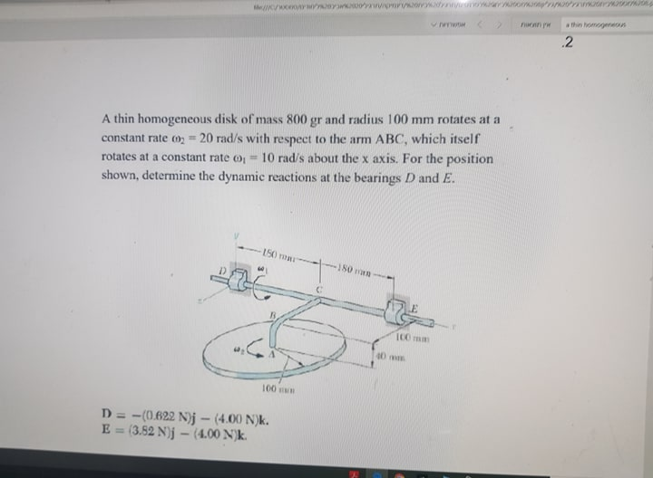 Solved www.rocco nur .2 A thin homogeneous disk of mass 800 | Chegg.com