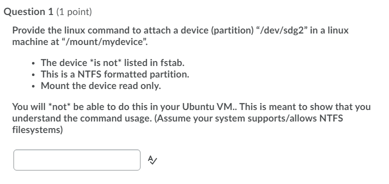 Solved Question 1 (1 point) Provide the linux command to | Chegg.com