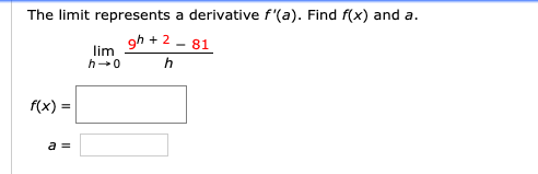 Solved Each Of The Following Limits Represents A Derivati Chegg Com