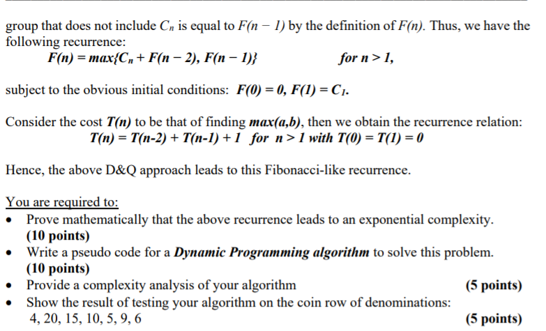 Solved Part (B: Dynamic Programming Problem (B1) (30 | Chegg.com