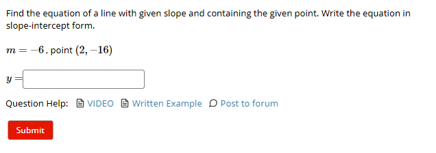 Solved Find the equation of a line with given slope and | Chegg.com