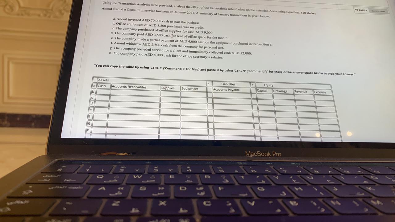 Solved Using the Transaction Analysis table provided, | Chegg.com