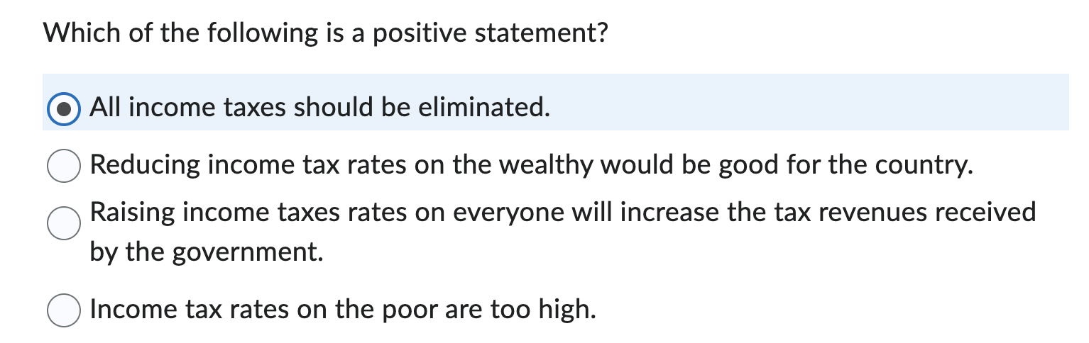 Solved Which of the following is a positive statement? All | Chegg.com