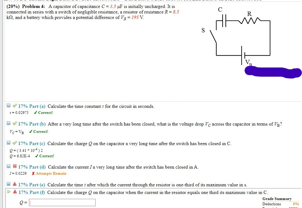 Solved (20%) Problem 4: A Capacitor Of Capacitance C = 3.5 | Chegg.com