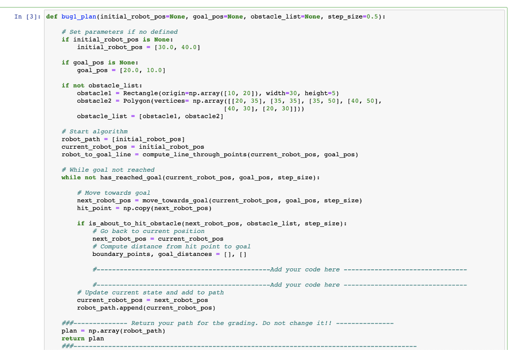 Exercise 1: Implement Bug1 Algorithm (3 Pts) Taking | Chegg.com