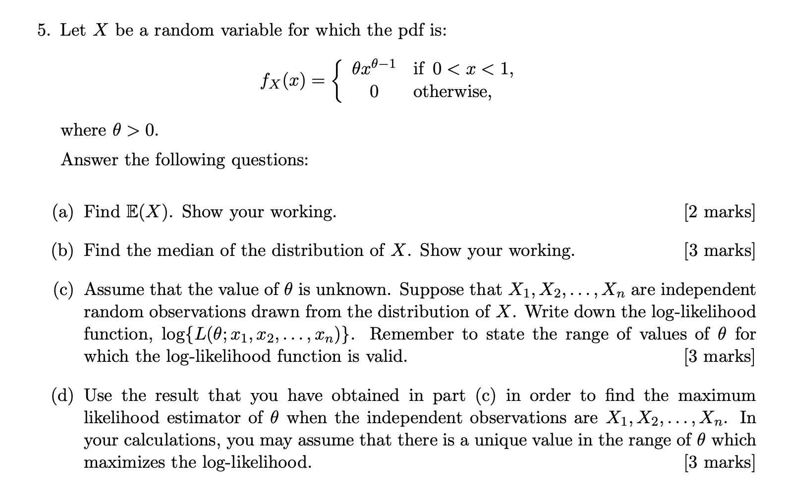 Solved 5. Let X be a random variable for which the pdf is: | Chegg.com