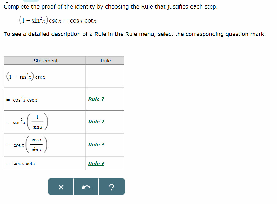 Solved complete the proof of the identity by choosing the
