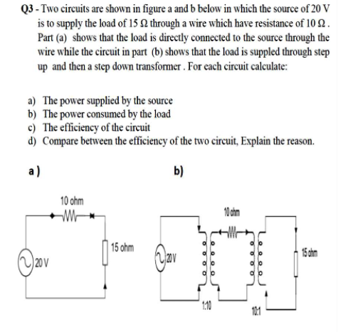 Solved Q3 - Two circuits are shown in figure a and b below | Chegg.com