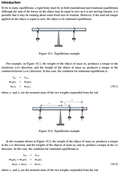 Solved Introduction To be in static equilibrium, a rigid | Chegg.com