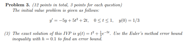 Solved Problem 3. (12 points in total, 3 points for each | Chegg.com