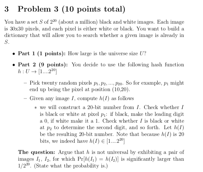 Solved 3 Problem 3 (10 points total) You have a set S of 220 | Chegg.com