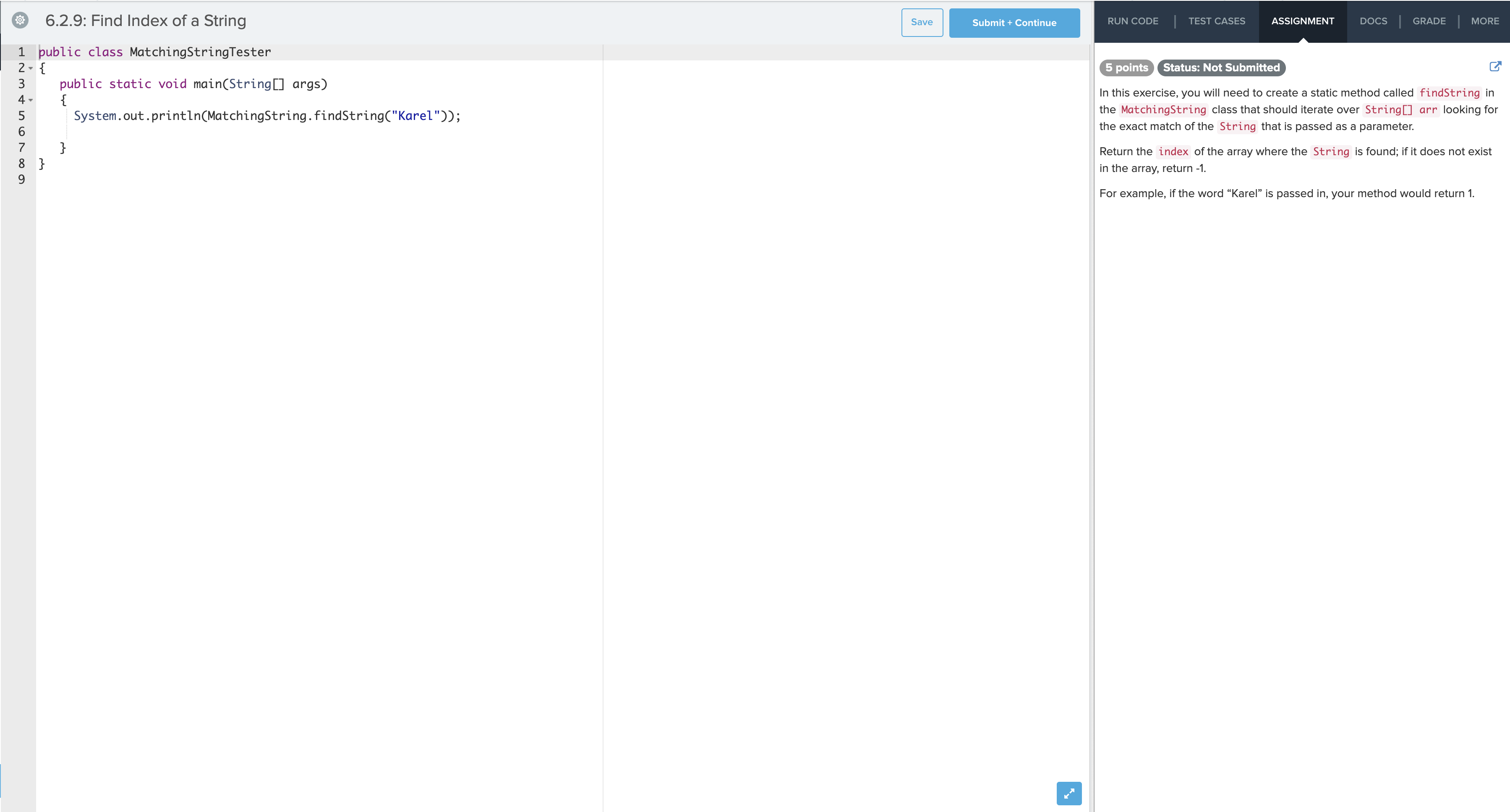 Solved O 6.2.9: Find Index of a String Save Submit + | Chegg.com