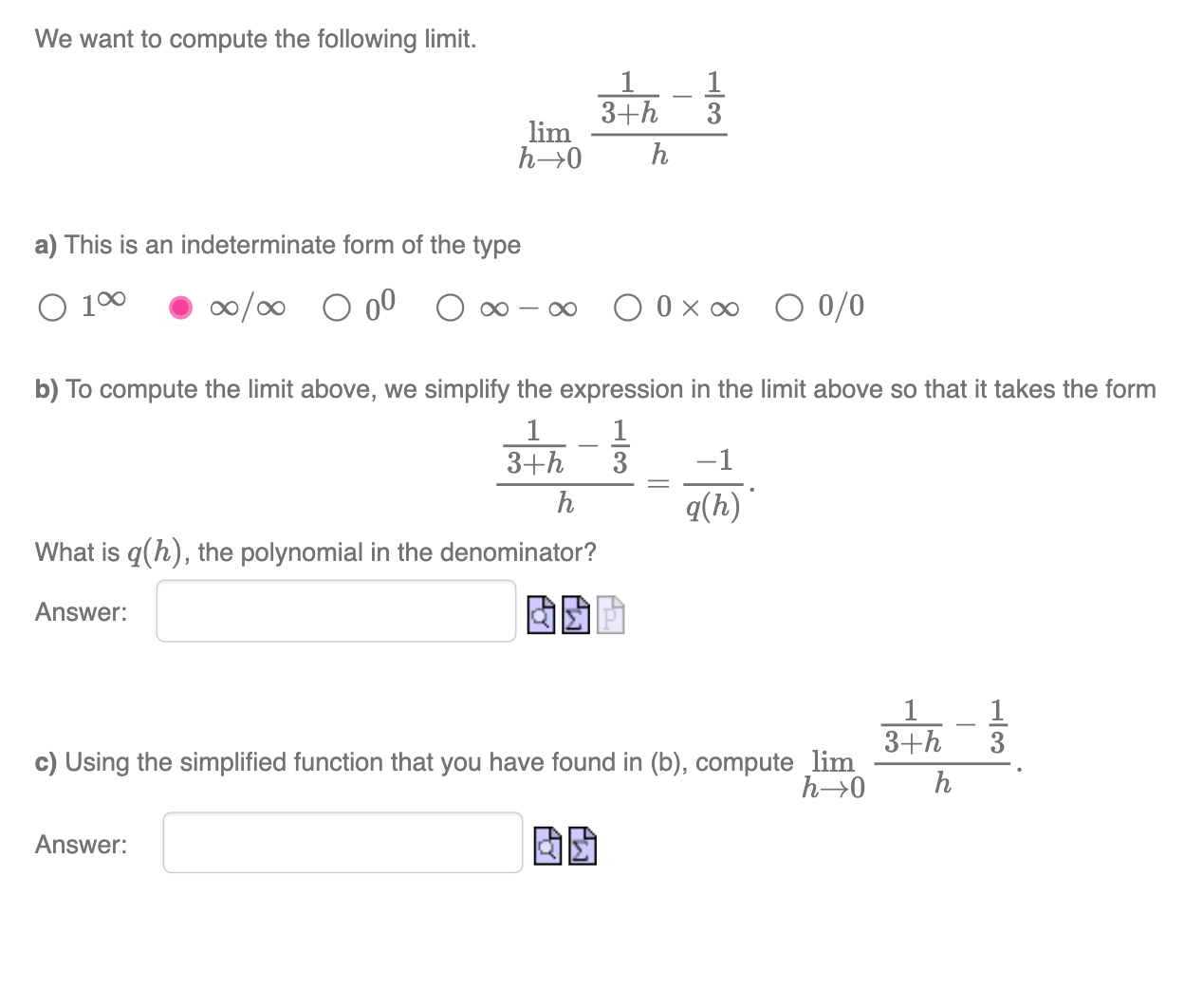Solved We want to compute the following limit. | Chegg.com