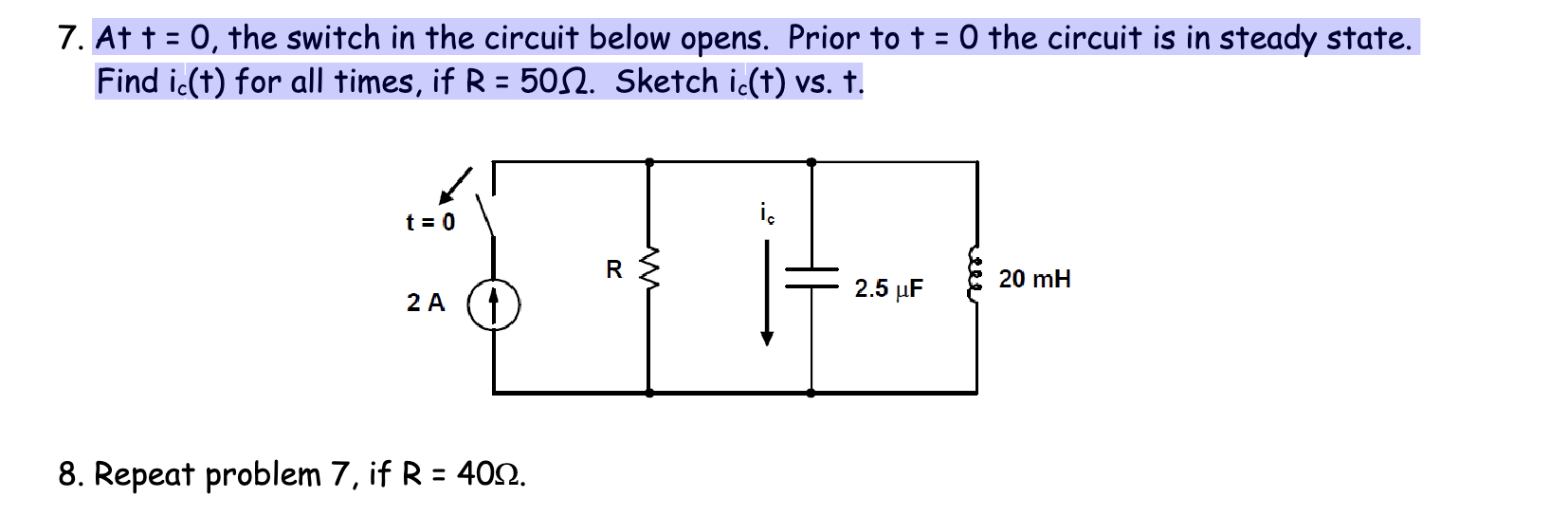 Solved At t=0, ﻿the switch in the circuit below opens. Prior | Chegg.com