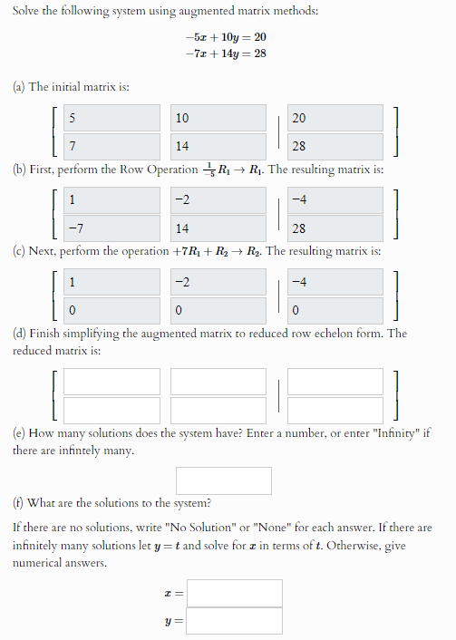 Solved Solve the following system using augmented matrix | Chegg.com