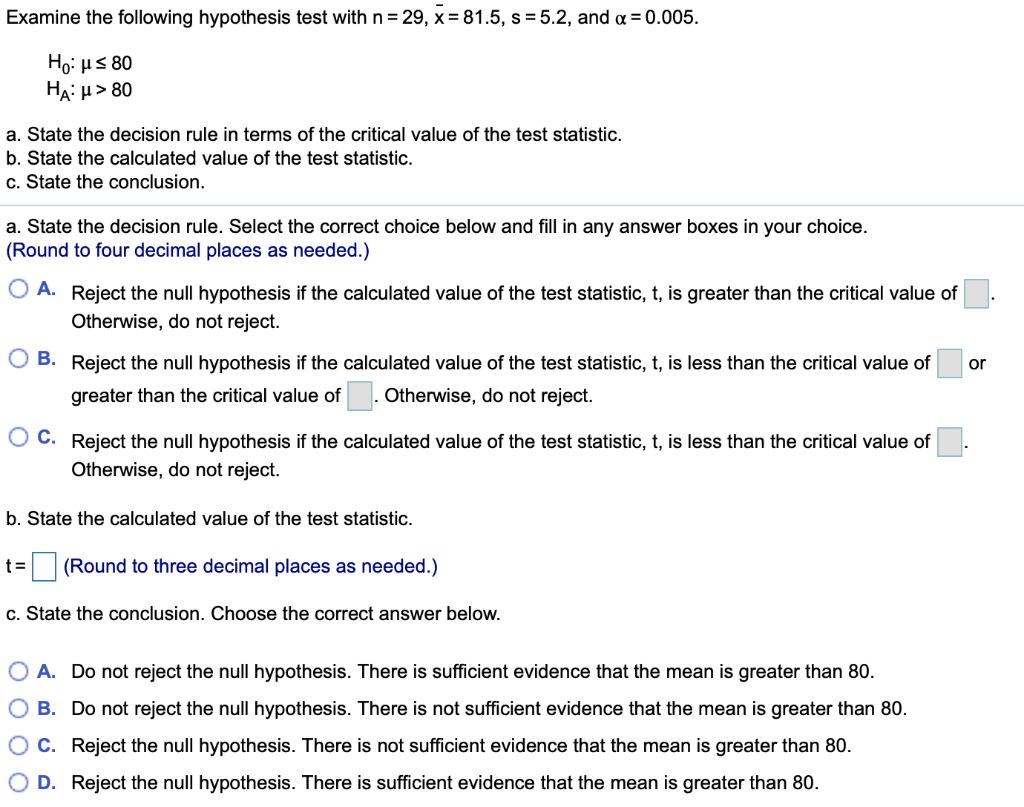 Solved Examine The Following Hypothesis Test With N 29 Chegg Com