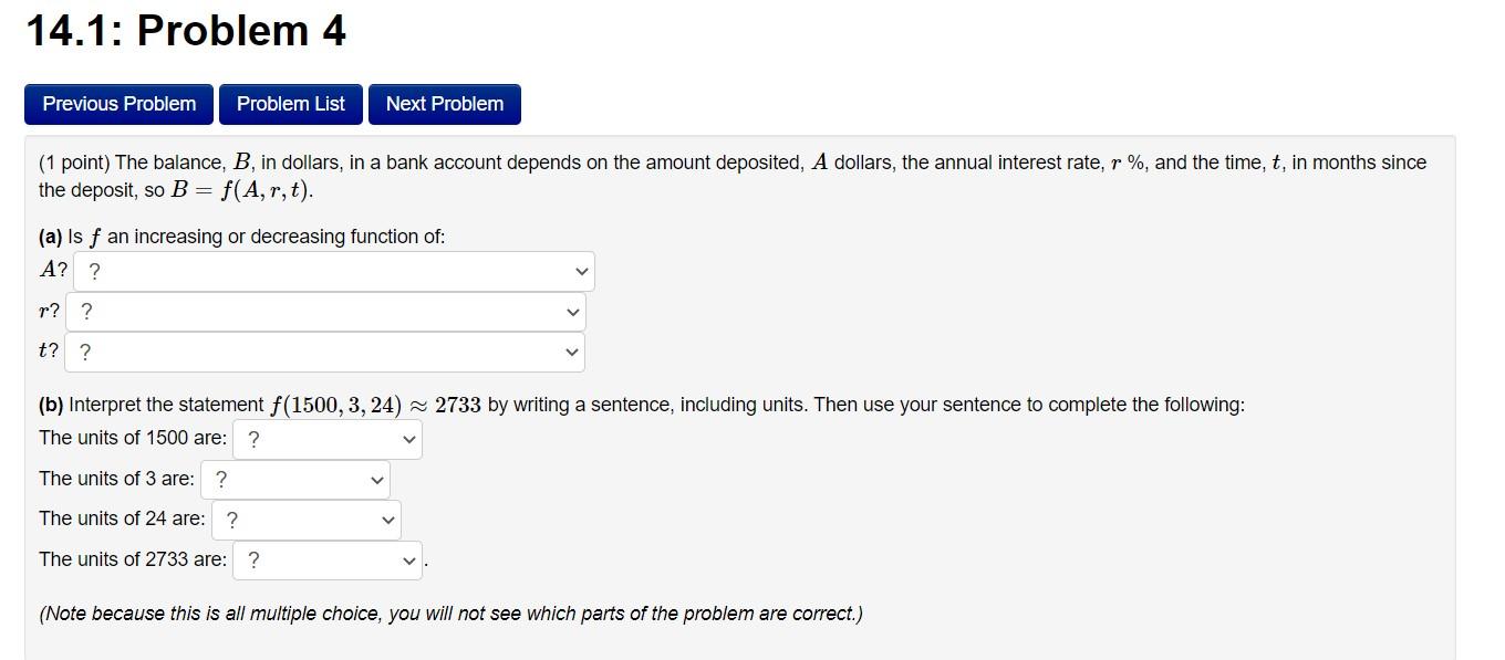 Solved 14.1: Problem 4 Previous Problem Problem List Next | Chegg.com