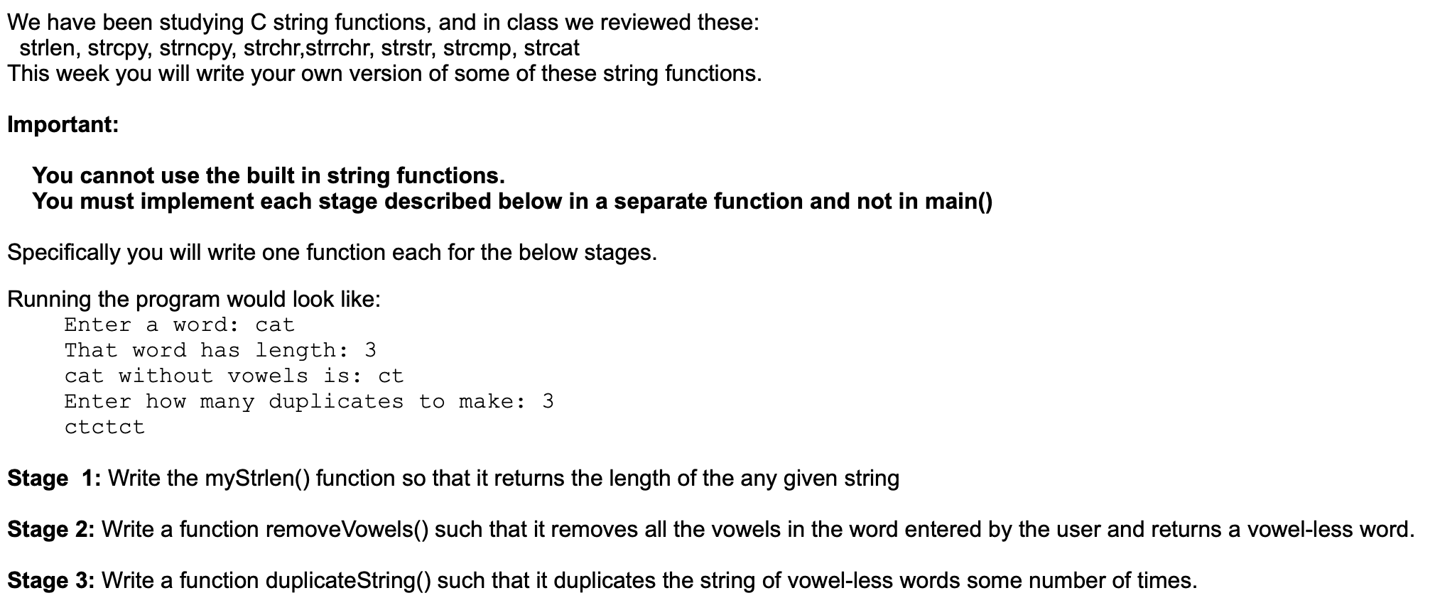 Solved We have been studying C string functions, and in  Chegg.com