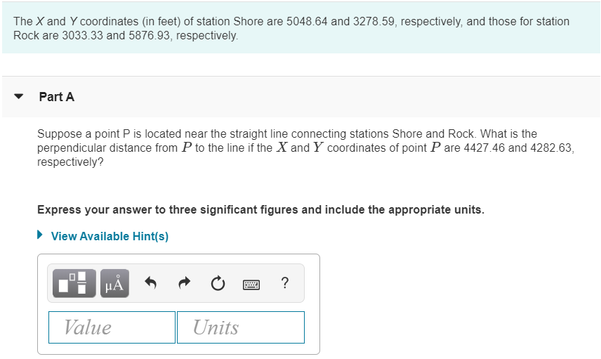 Solved The X And Y Coordinates In Feet Of Station Shore Chegg Com