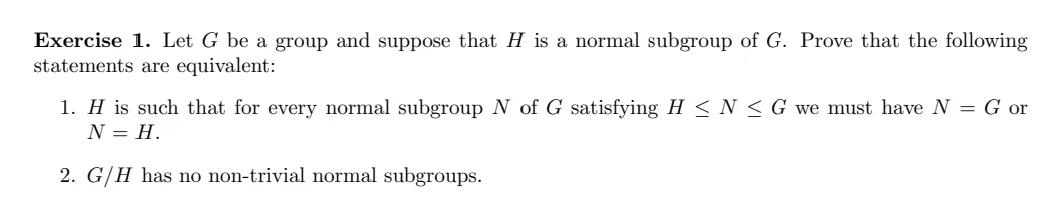 Solved Exercise 1. Let G Be A Group And Suppose That H Is A | Chegg.com