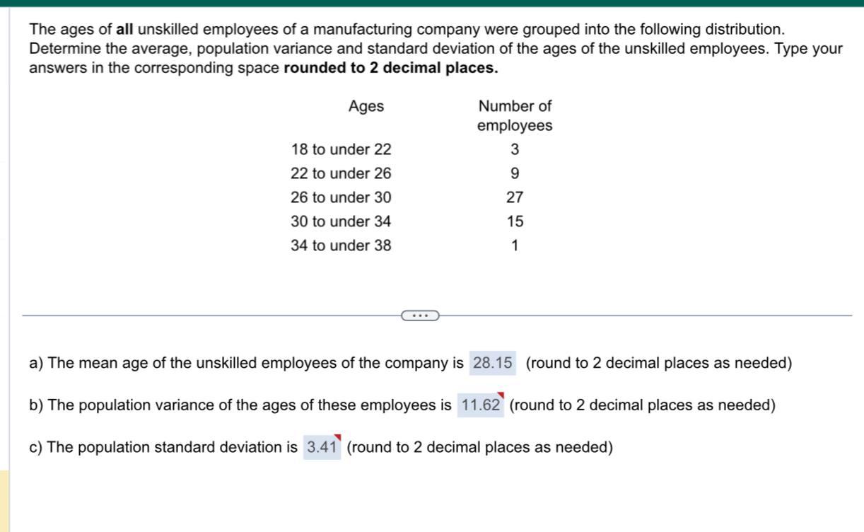 Solved The Ages Of All Unskilled Employees Of A | Chegg.com