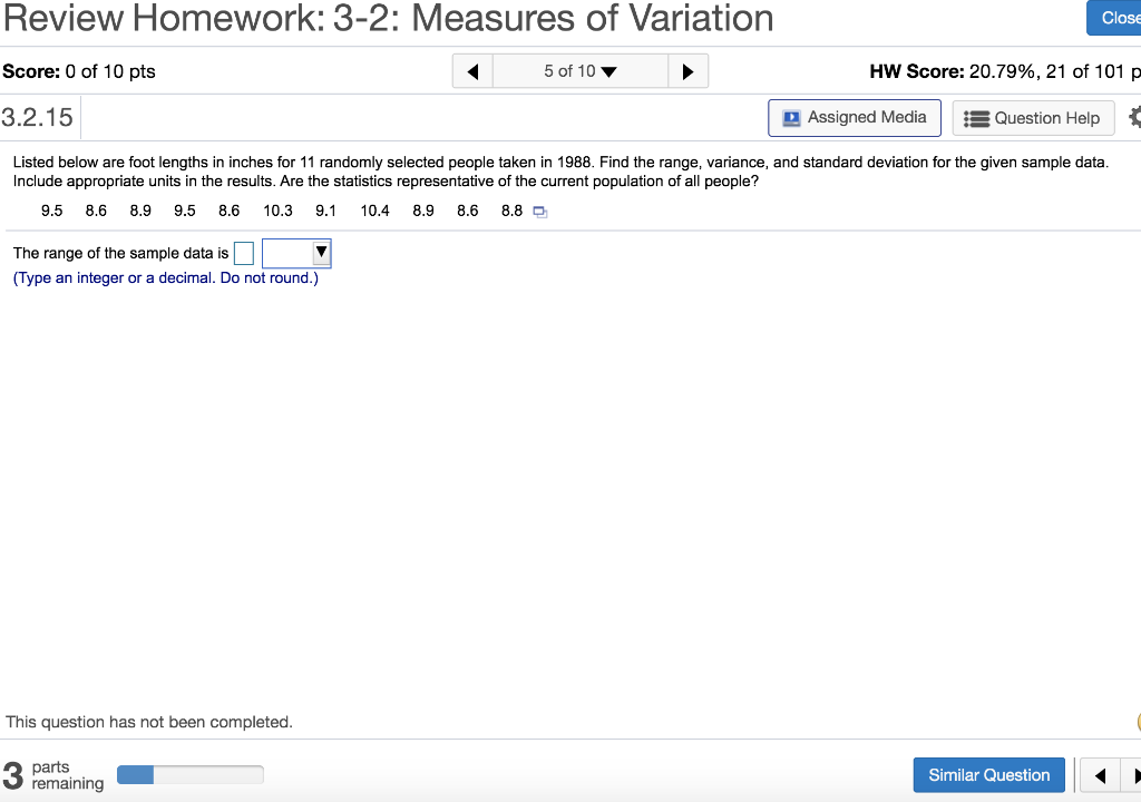 Solved Review Homework: 3-2: Measures of Variation Close | Chegg.com