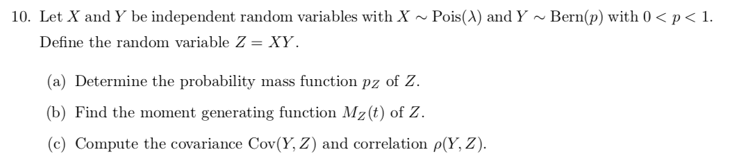 Solved 10. Let X and Y be independent random variables with | Chegg.com