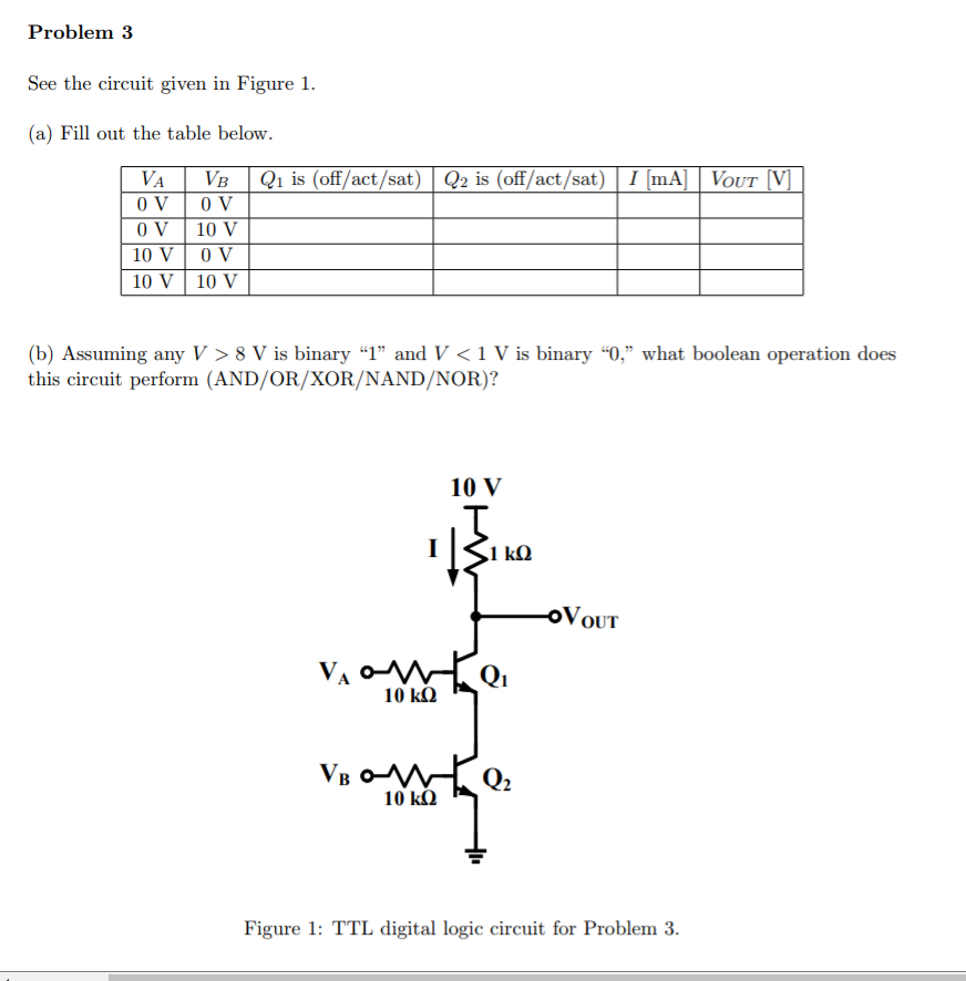 Solved Problem 3 See the circuit given in Figure 1 (a) Fill | Chegg.com