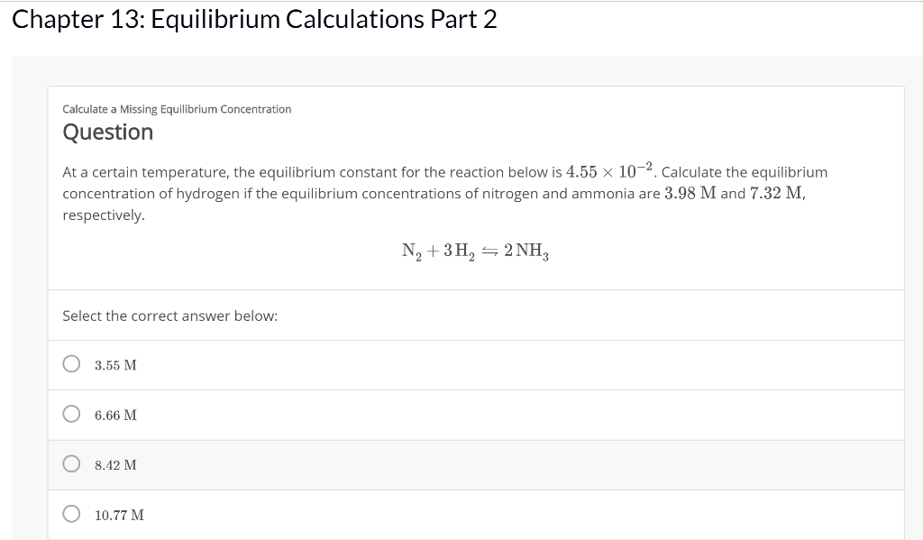 Solved Chapter 13: Equilibrium Calculations Part 2 Calculate | Chegg.com