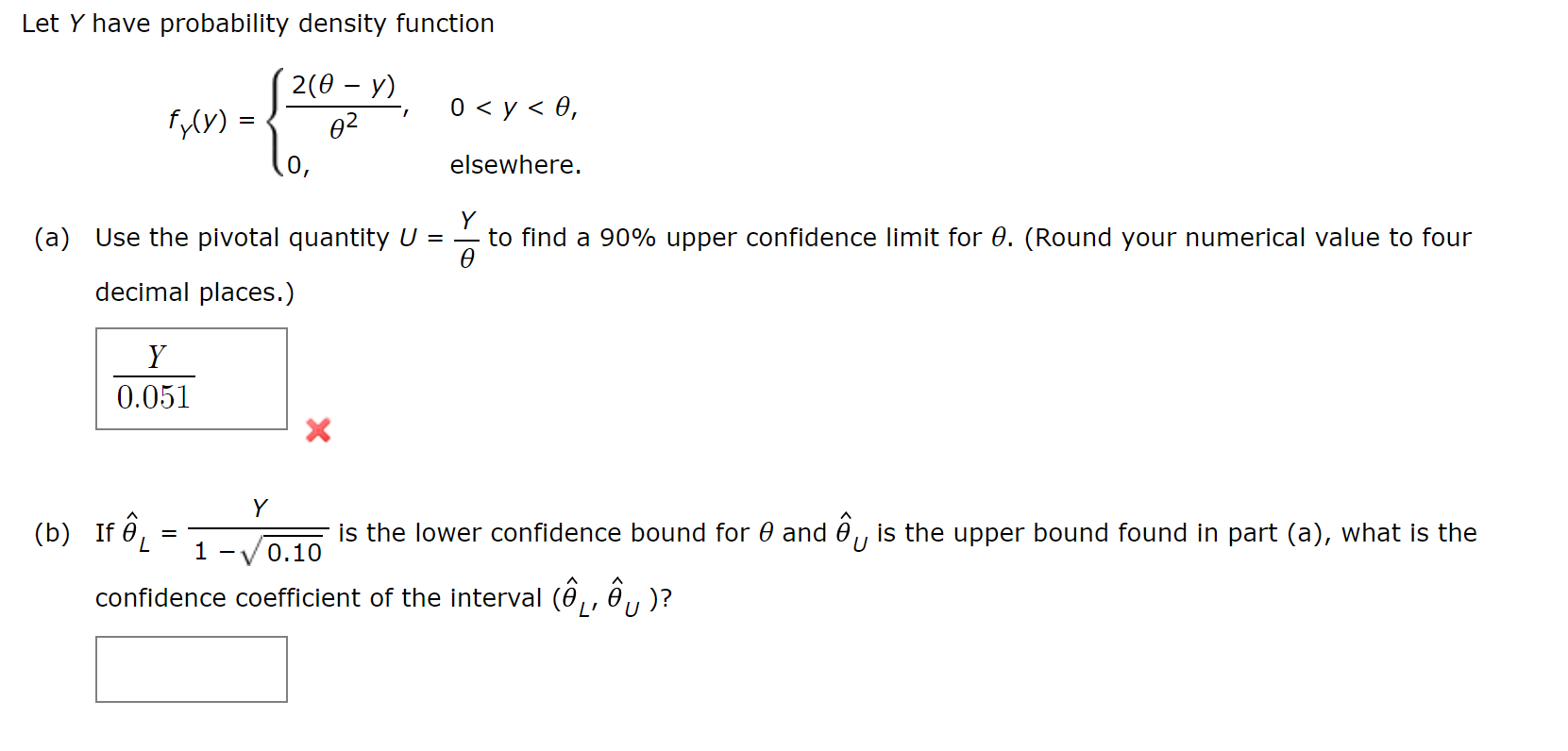 Let Y Have Probability Density Function 2 0 Y Chegg Com