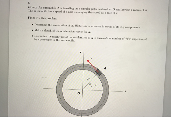 Solved 2. Given: An automobile A is traveling on a circular | Chegg.com