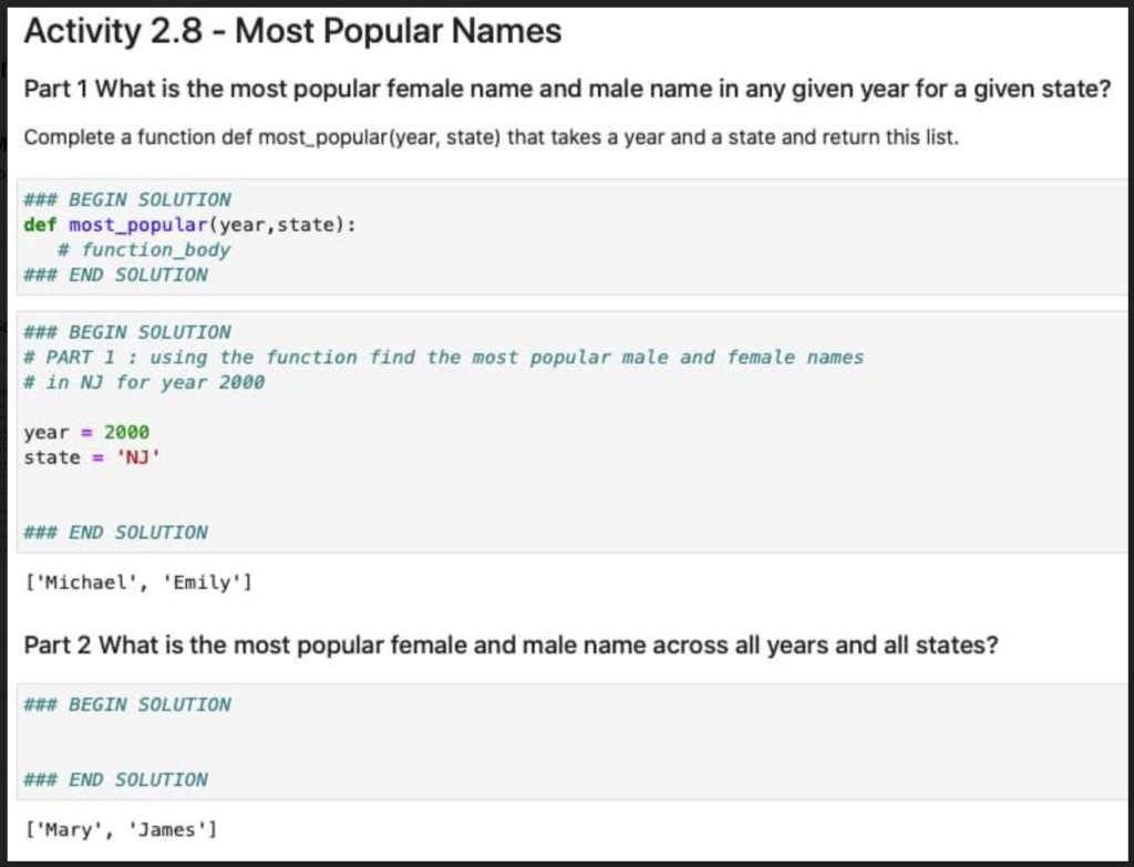 Activity 2.8 - Most Popular Names Part 1 What is the | Chegg.com