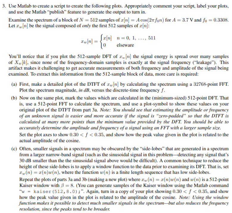3. Use Matlab to create a script to create the | Chegg.com