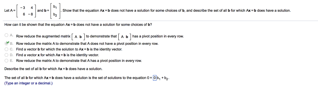 Solved -3 4 Let A- And B- Show That The Equation Ax B Does | Chegg.com