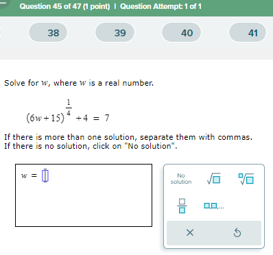 Solved Solve for w ﻿where w ﻿is a real Chegg com