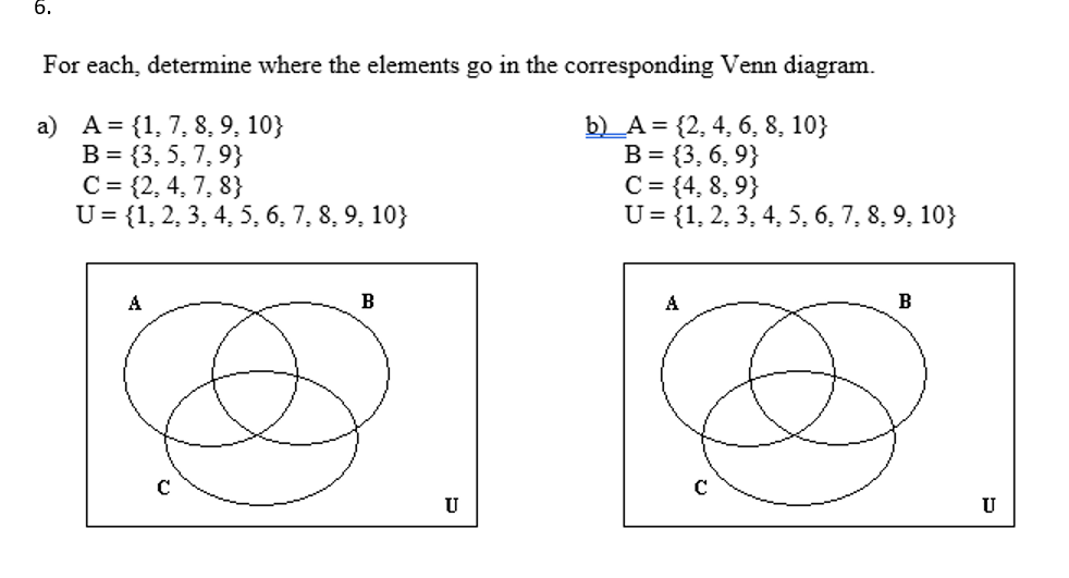 For each, determine where the elements go in the | Chegg.com