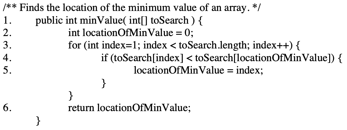 Consider this Java code to find the minimum value in | Chegg.com
