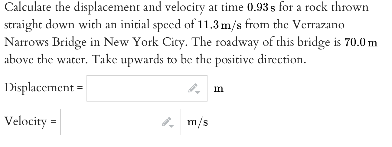Solved Calculate the displacement and velocity at time 0.93 | Chegg.com