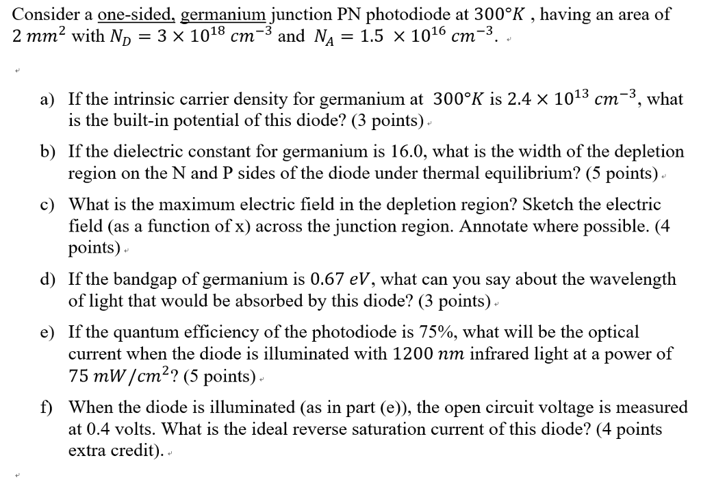 Solved Consider a one-sided. germanium junction PN | Chegg.com