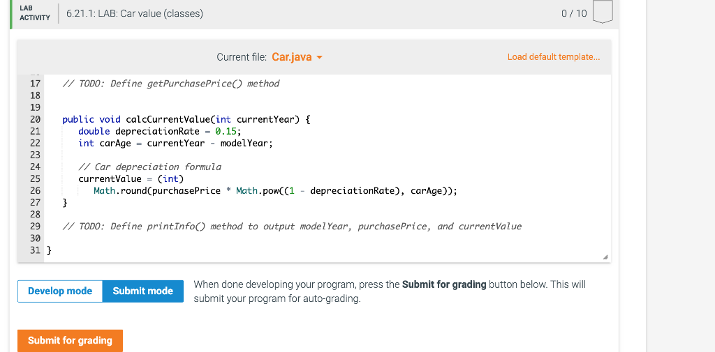 Solved Given main0, complete the Car class (in file | Chegg.com