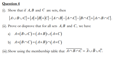 Solved Question 4 1). Show That If A, B And C Are Sets, Then | Chegg.com