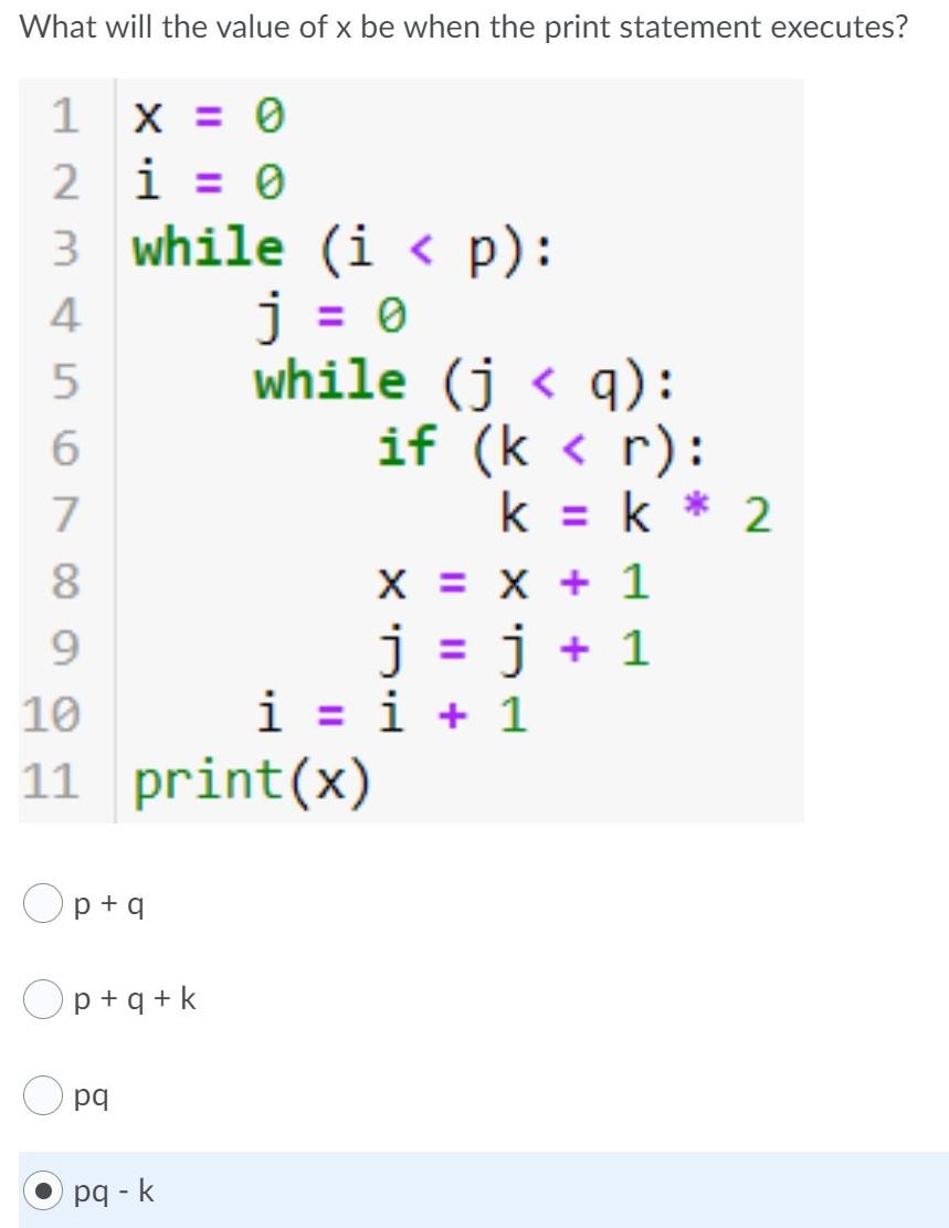 Solved What will the value of x be when the print statement | Chegg.com