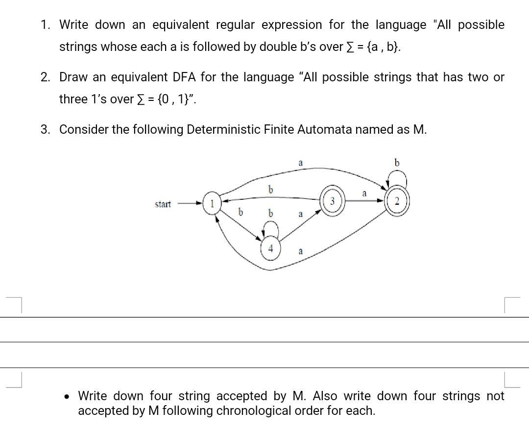 Solved 1. Write down an equivalent regular expression for | Chegg.com