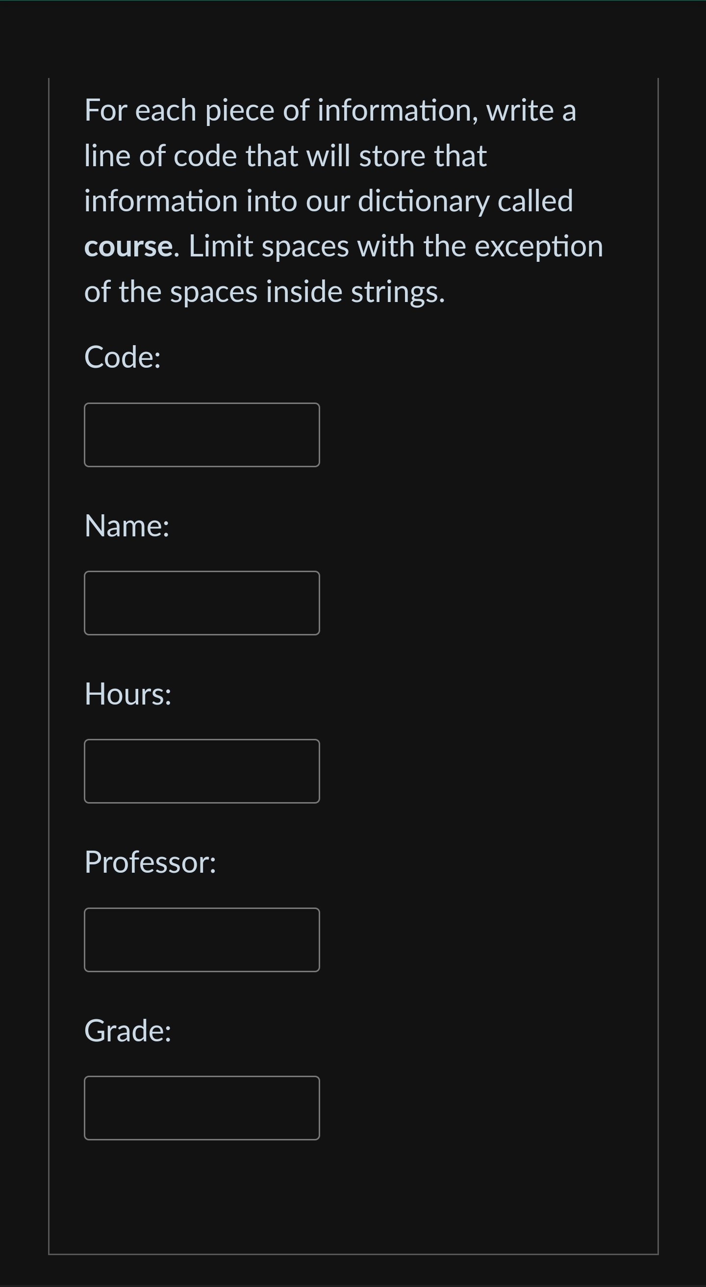 Solved Please help with python dictionary assignment I'm | Chegg.com
