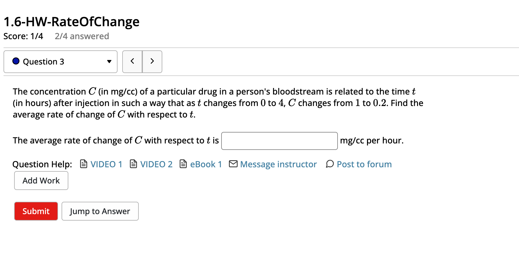 Solved The concentration C (in mg/cc ) of a particular drug