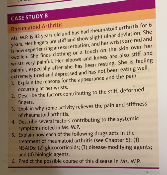 rheumatoid arthritis patients case study with solution