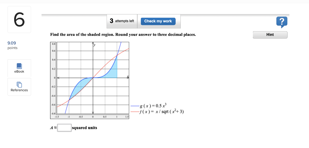 Solved 2 3 attempts left Check my work ? Find the area of | Chegg.com