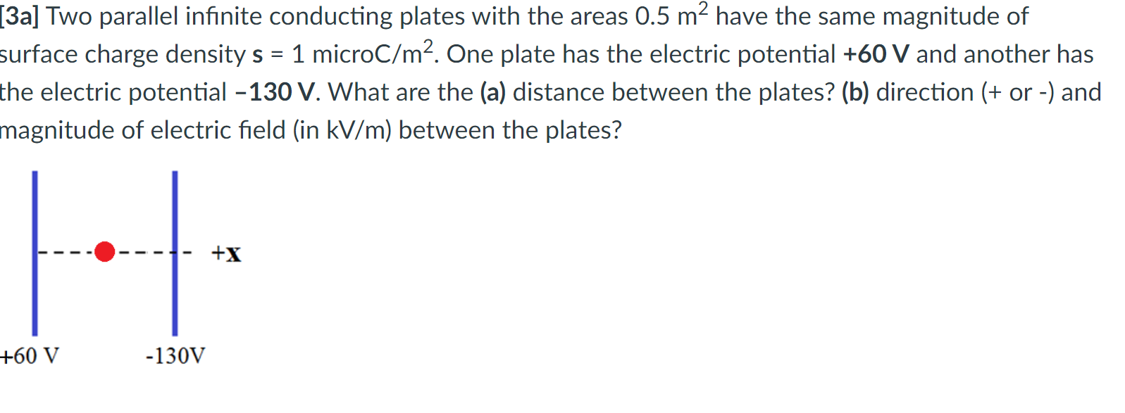 Solved [3a] Two parallel infinite conducting plates with the | Chegg.com